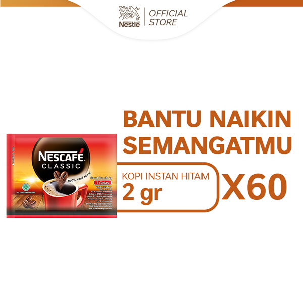 Jual NESCAFE Classic Kopi Instan Kopi Hitam 2g Sachet 60pcs Shopee