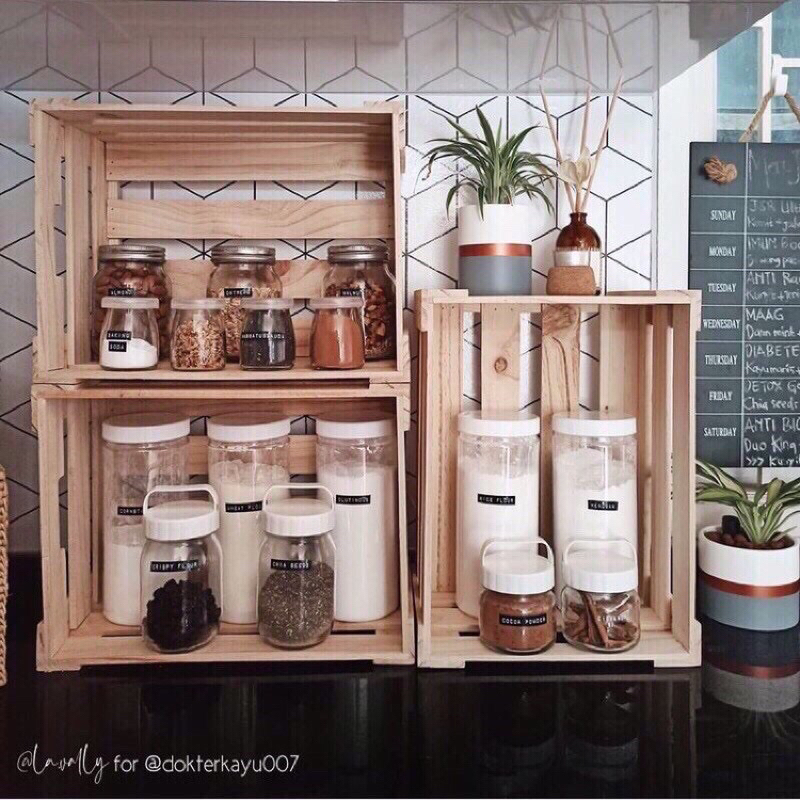 Jual wooden storage box organizer serbaguna / rak kayu minimalis ...