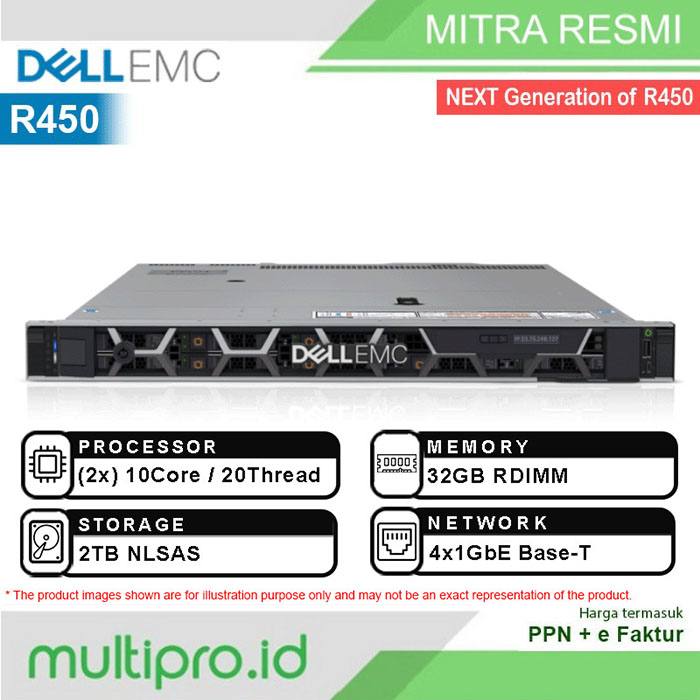 Jual Server Dell R450 (2x) Xeon Silver 4314 32GB 2TB-NLSAS Poweredge ...