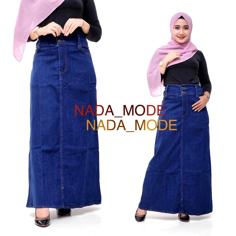 Jual Rok Jeans Strecth Model A Rok Denim Panjang Span Wanita Kualitas Premium Original Nada