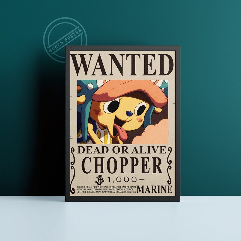 Jual Poster Bounty Chopper Murah Poster Bounty One Piece Frame Hitam