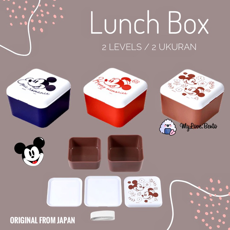 Jual Lunch Box Mickey Minnie Mouse Kotak Bekal 2 Levels Bento Box ...