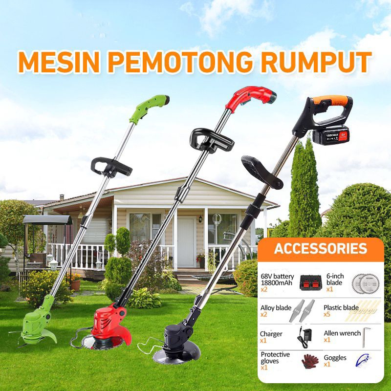 Jual Mesin Potong Rumput Set Charger Baterai 24 Volt | Shopee Indonesia