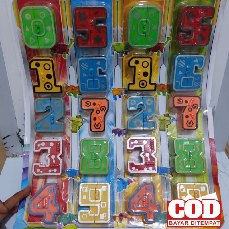 Jual 1 Lembar Mainan Robot Angka 0-9 Bisa Di Gabungkan Jadi Robot Besar ...