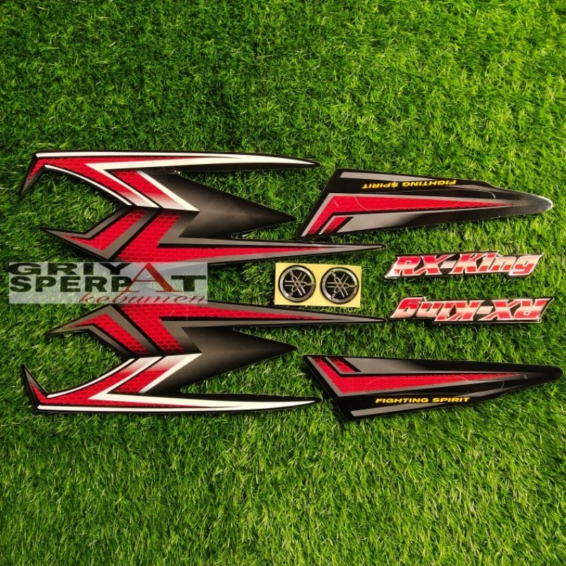 Jual steiping sticker rx king 2004 hitam merah lengkap emblem | Shopee