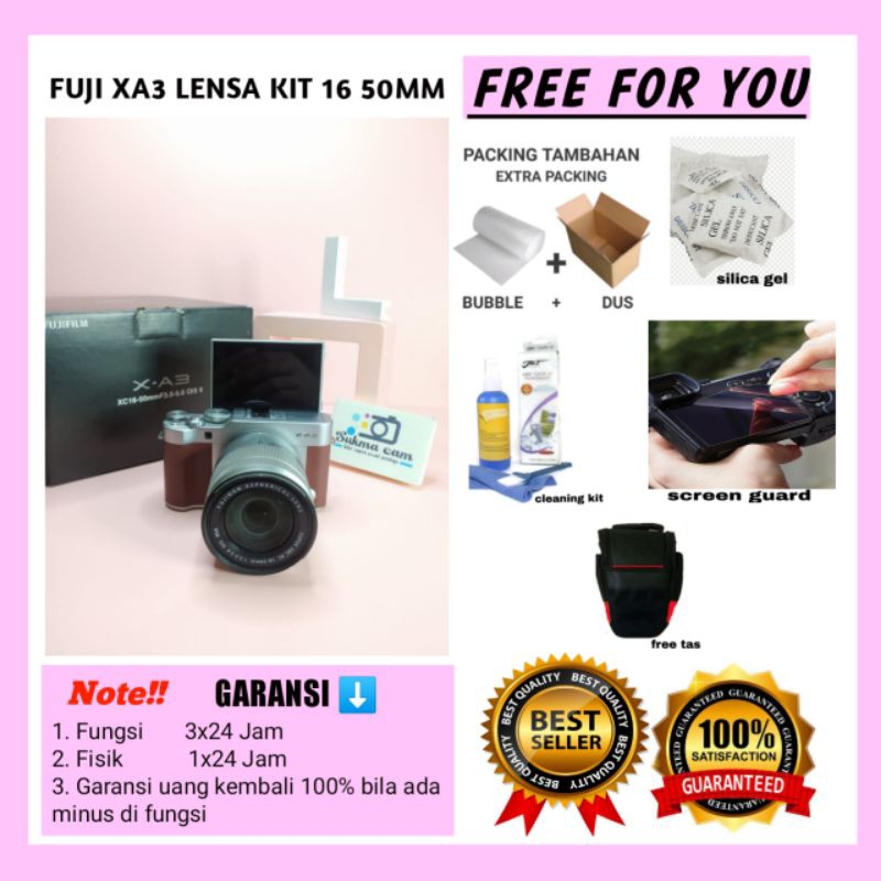 Jual Fujifilm XA3 Fuji xa3 LENSA kit 16 50mm Fullshet box camera MUA