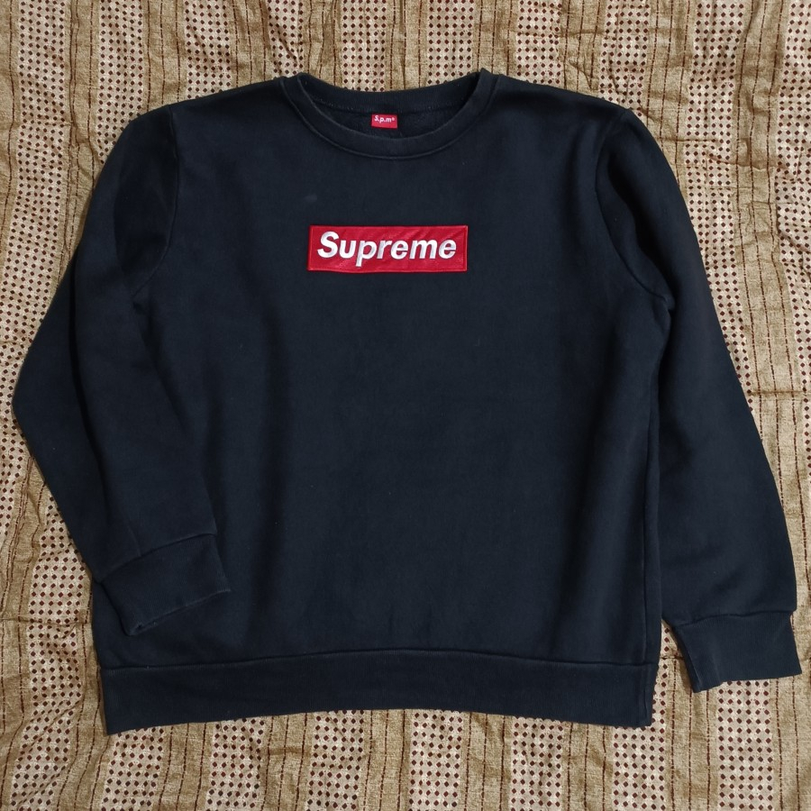Supreme Black Bogo Crewneck Supreme Washed Box Logo Crewneck