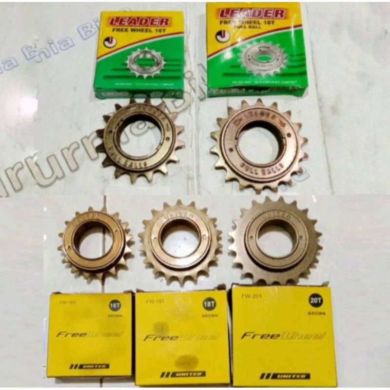 Jual gear single speed 16t/ 18t / 20t freewheel by united / leader gear ...