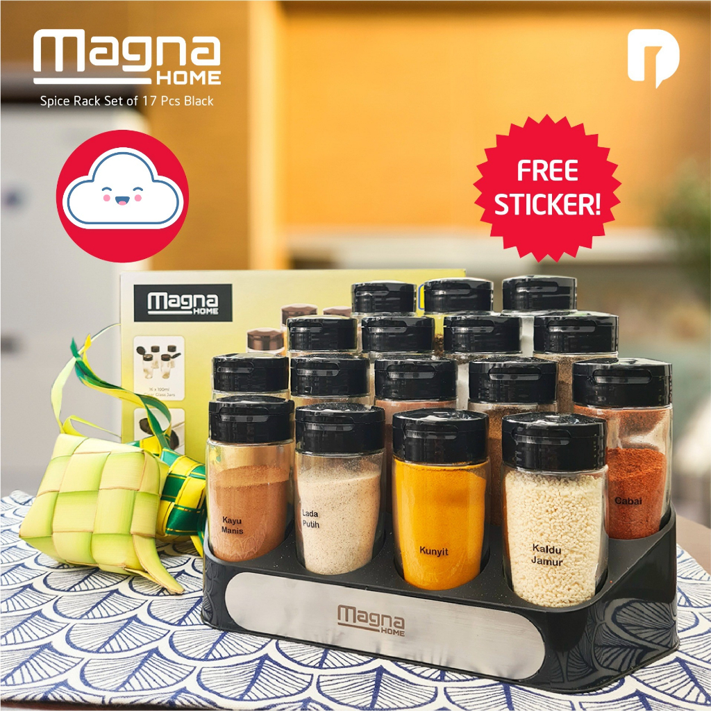 Jual Magna Spice Rack Set Of 17 Pcs Black | Shopee Indonesia