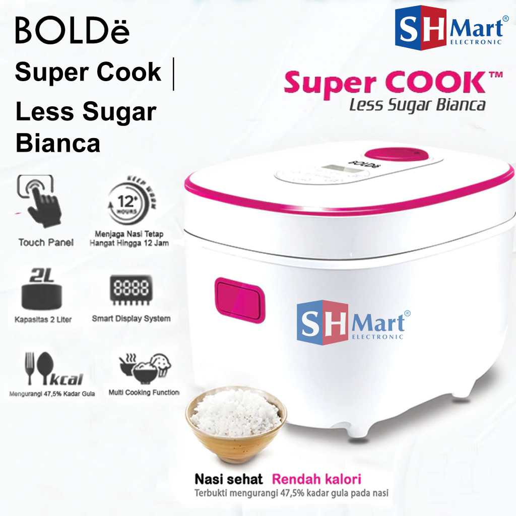 Jual BOLDE SUPER COOK RICE COOKER LESS SUGAR BIANCA KAPASITAS 2 LITER