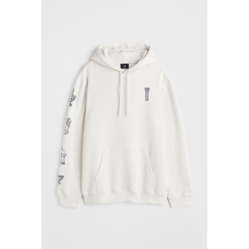 HOODIE H&M PRIA WANITA STATUE BROKEN WHITE/ROSE CREAM, KATUN FLEECE  HALUS DAN TEBAL FREE PAPERBAG/PLASTICBAG
