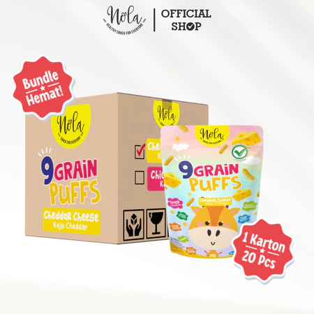 Bundle Hemat 20 PCS Nola 9 Grain Puffs Cheddar Cheese (Rasa Keju Cheddar) @25 Gram