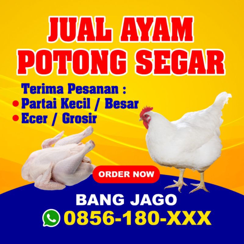 Jual Spanduk Banner Jual Ayam Potong CUSTOM DESAIN | Shopee Indonesia