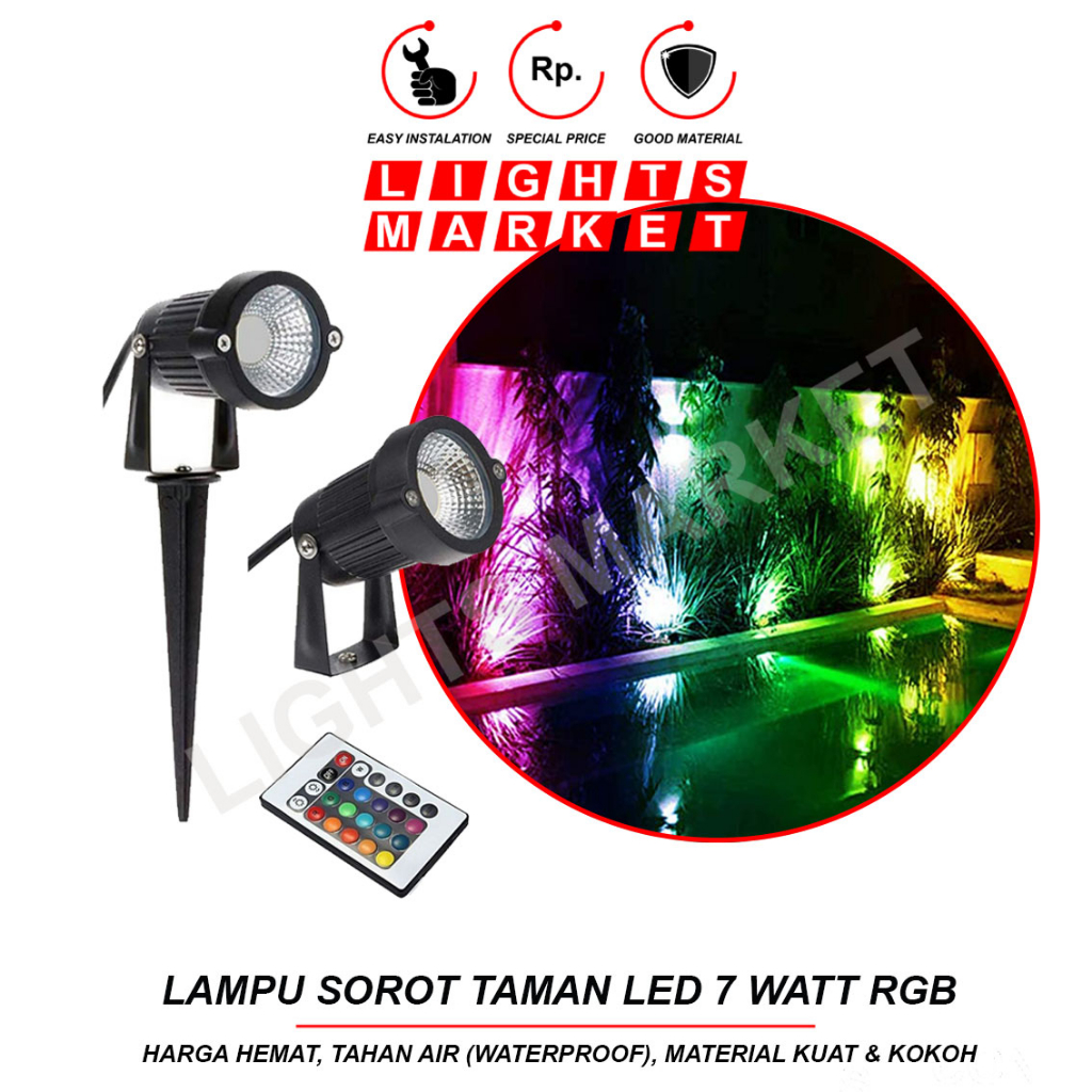 Jual Lampu Sorot Led Rgb Taman Tancap Cob 7 Watt 220v Outdoor Warna Warni Shopee Indonesia