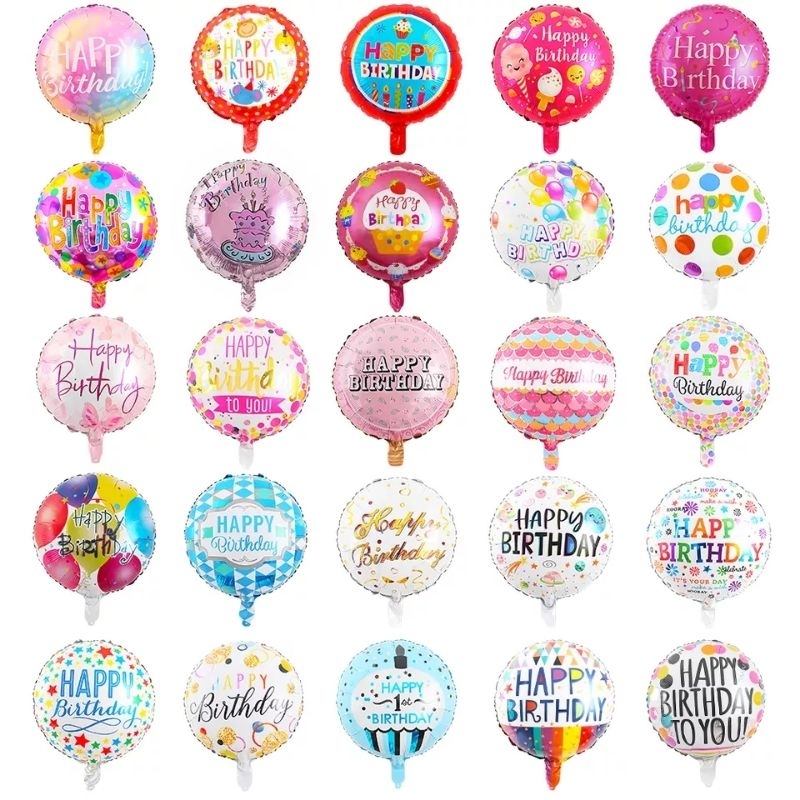 Jual Balon Foil Karakter Tulisan Happy Birthday HBD Bentuk Bulat ...