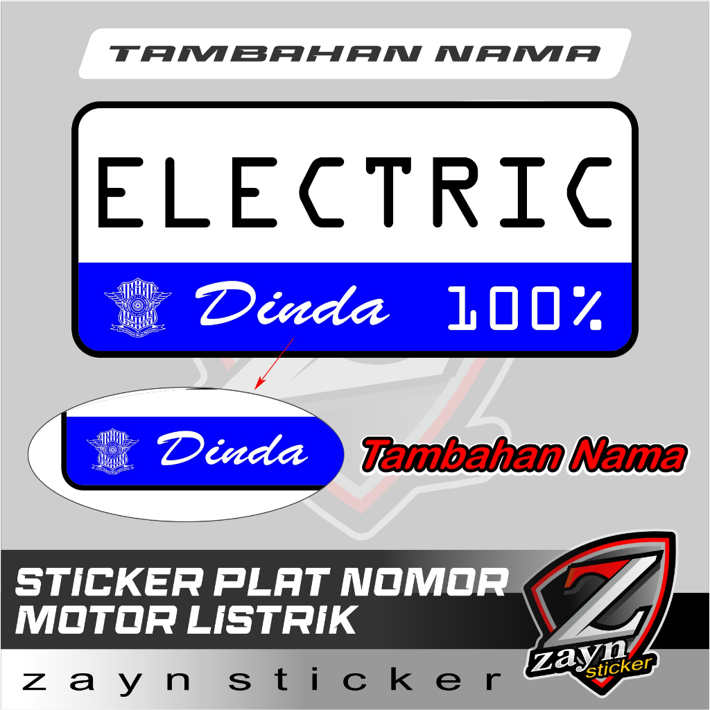 Jual CUSTOM STICKER PLAT NOMOR MOTOR LISTRIK ELECTRIC UWINFLY VESPA ...