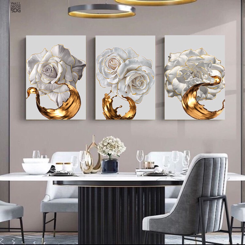 Jual Hiasan Dinding Bunga Wall Decor Flower Art Gold Dekorasi Ruang