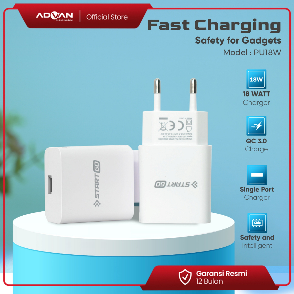 Jual StartGo Power Up Charger Smart 18watt Quick Plug Wall Charger USB