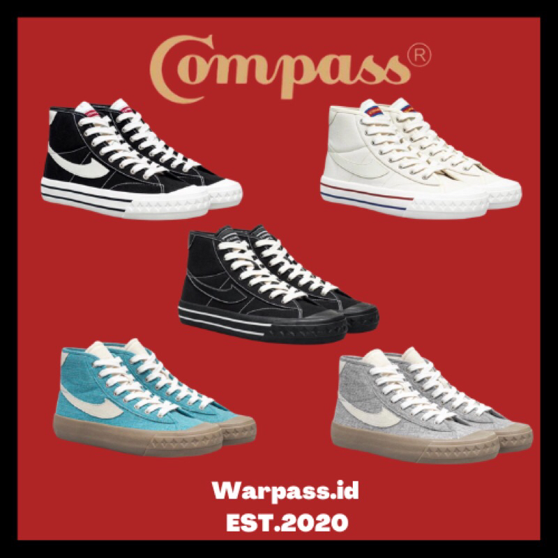 Jual Sepatu Compass Retrograde High Decon Black White Cream Double Black Linen Ash Linen