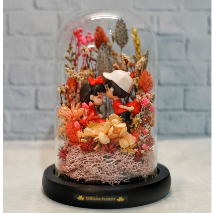 Jual Special T Flower Glass Dome Miniatur Pasangan Built In Led Tema Valentine Day Hari 2935
