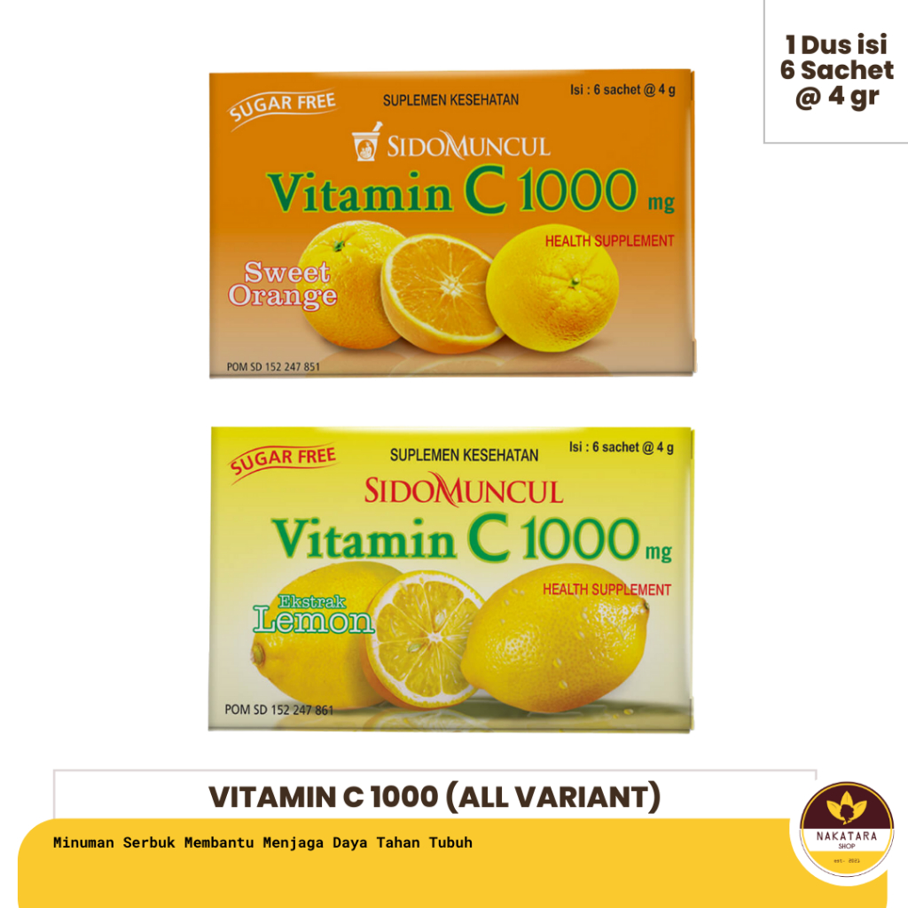 Jual VITAMIN C 1000 MG SIDO MUNCUL SUGAR FREE ISI 6 SACHET | Shopee