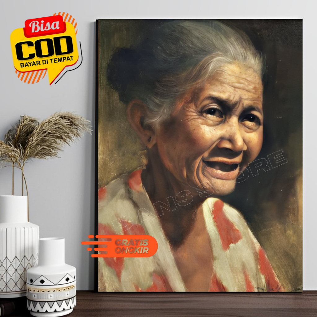 Jual Poster Lukisan Nenek Senyum Hiasan Dinding Aesthetic NS2 | Shopee