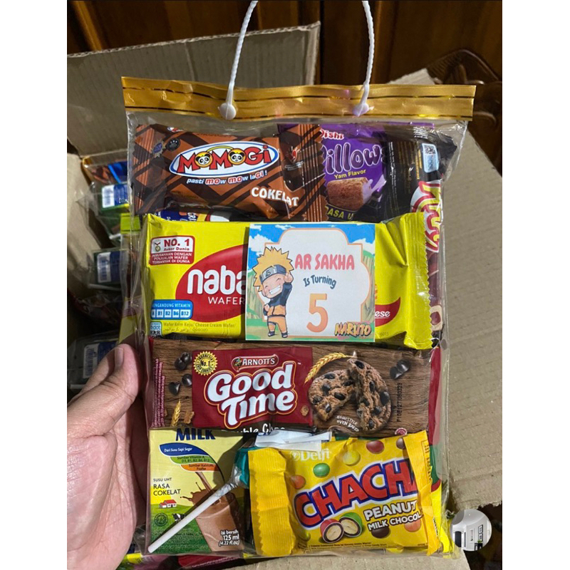 Jual SOUVENIR PARCEL BINGKISAN SNACK + KEMASAN ULANG TAHUN | Shopee