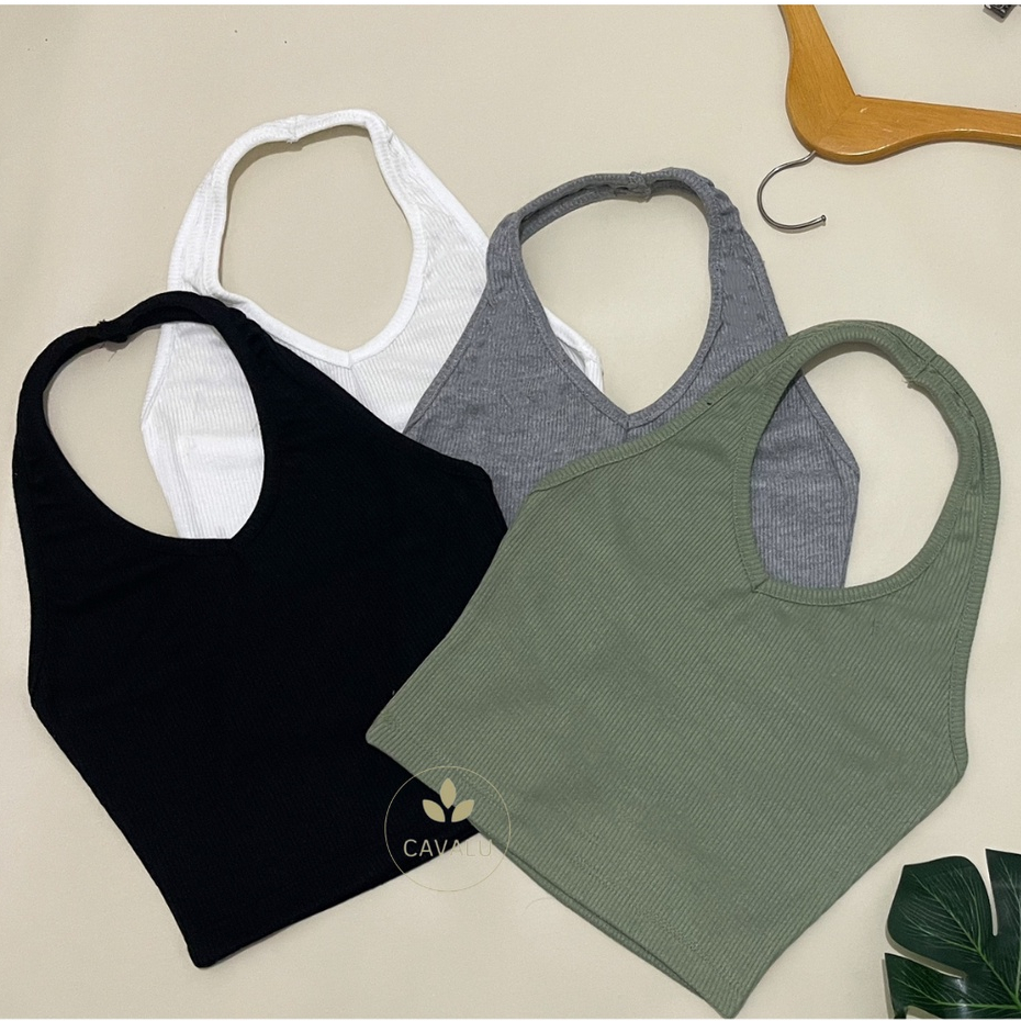 Jual CAVALU Knit Halter Top Korea Rajut Korean Tank Top Crop Top 134 ...