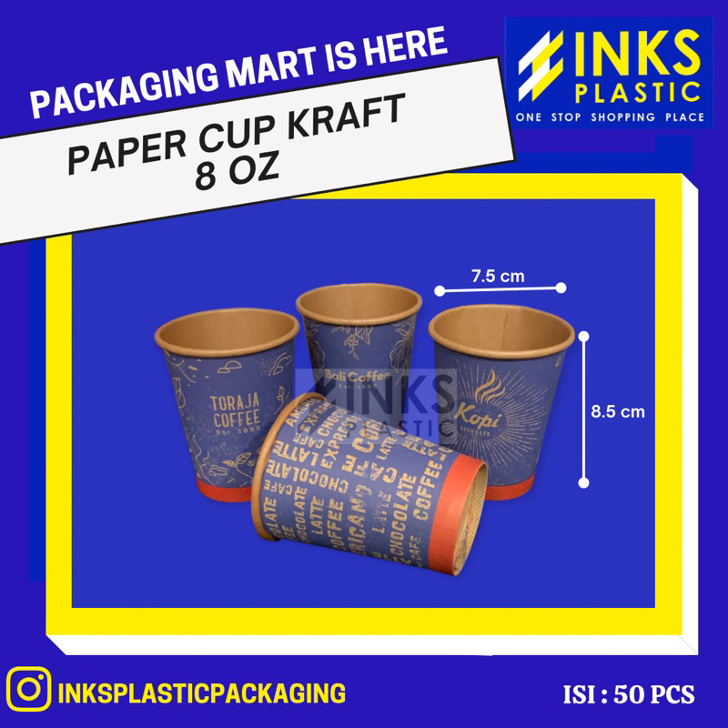 Jual PAPER CUP 8 OZ MOTIF WARNA (50 PCS) | Shopee Indonesia