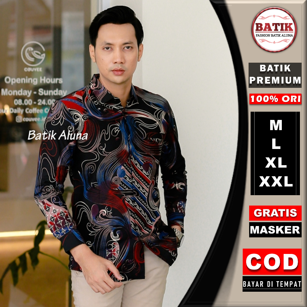 Jual Baju Batik Pria Lengan Panjang Modern Slim Fit Premium Original ...