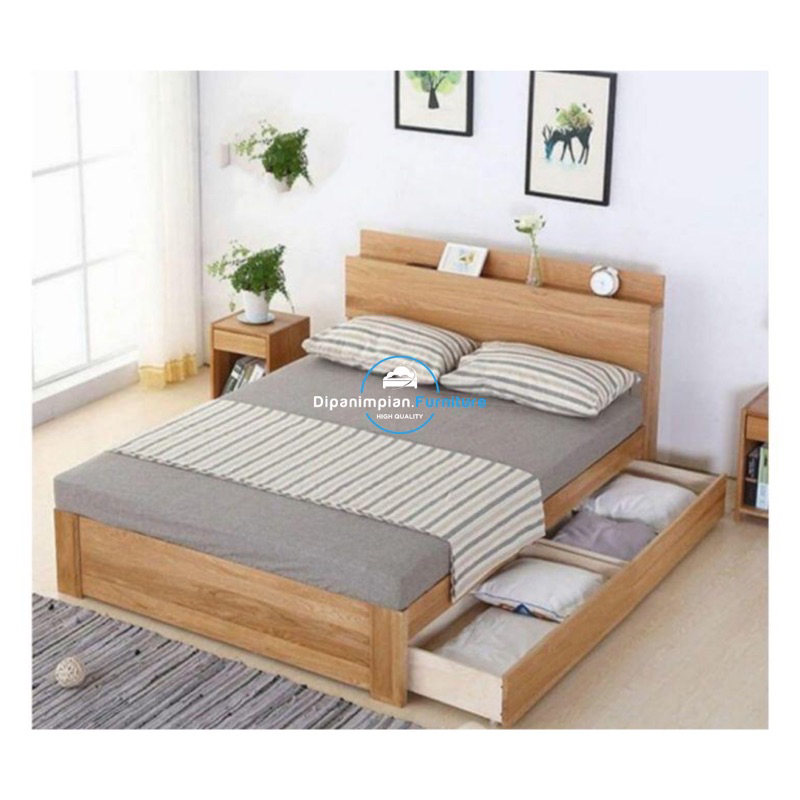 Jual Ranjang/Tempat tidur/ Divan / Ranjang minimalis kayu jati | Shopee ...