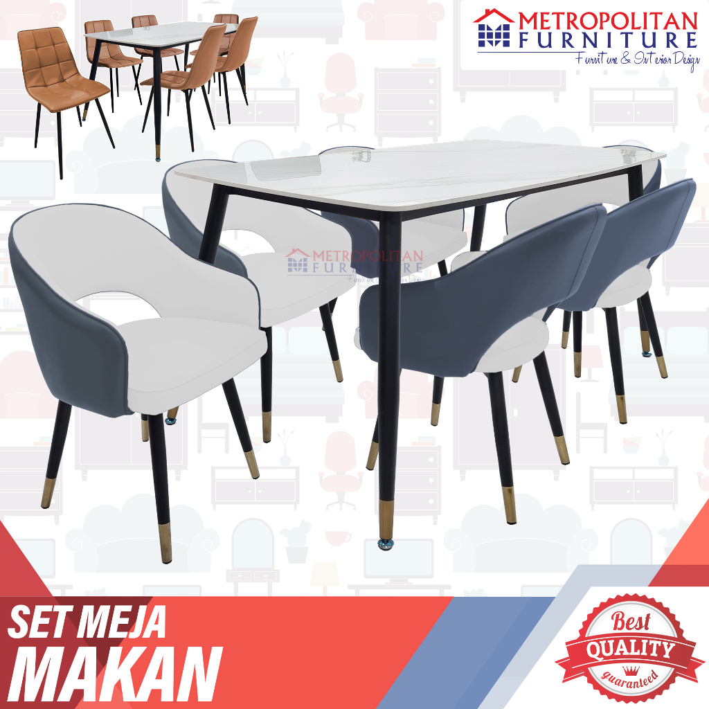 Jual Meja Makan Marmer 6 kursi Dining Table Minimalis Set Shopee