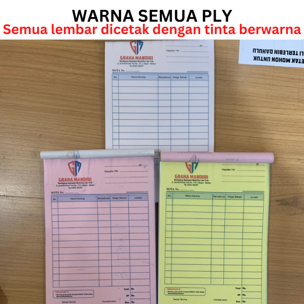 Jual [TERLENGKAP] NOTA TOKO CUSTOM 1 2 3 RANGKAP / PLY BON SURAT ...