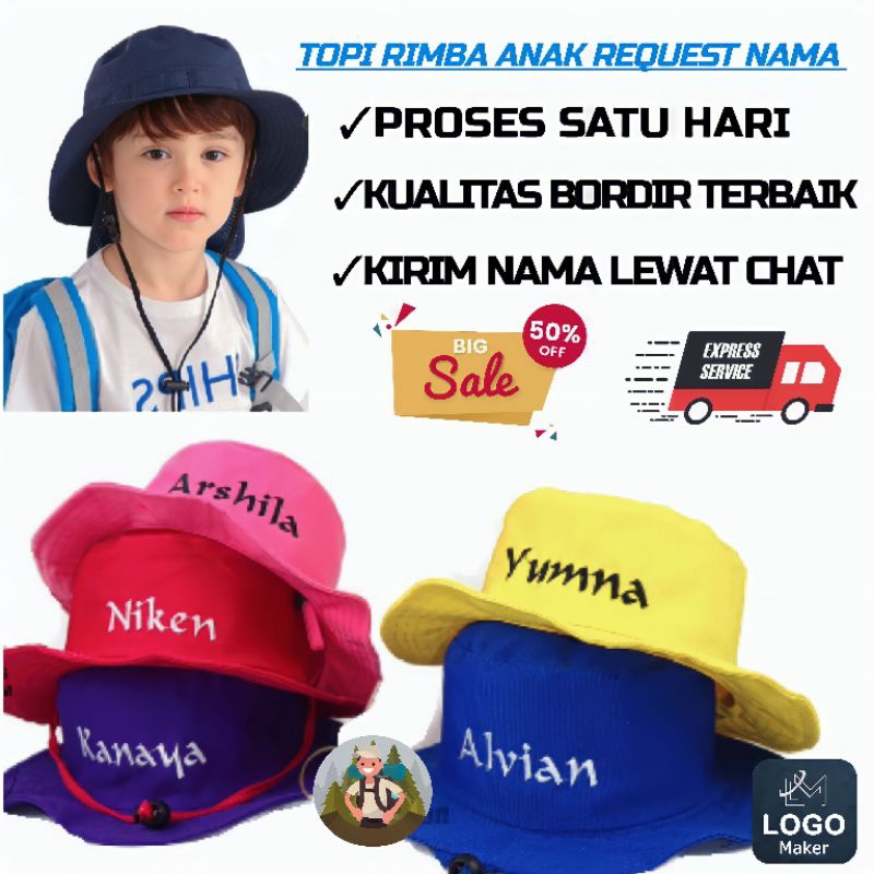 Jual Topi Rimba Anak Free Bordir Nama Topi Request Nama Topi Gunung ...