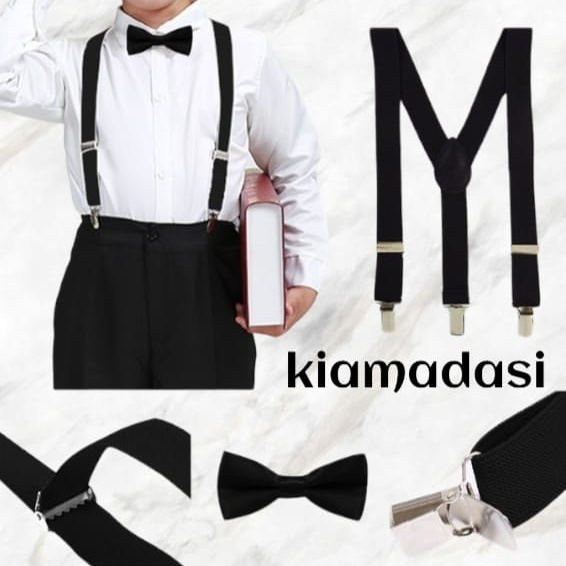 Jual KIAMA - Paket Suspender Dan Dasi Kupu Anak Polos | Shopee Indonesia
