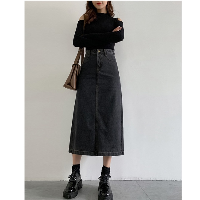 Jual Alice Rok-Highwaist Rok Jeans Wanita / Kekinian Fashion Split ...
