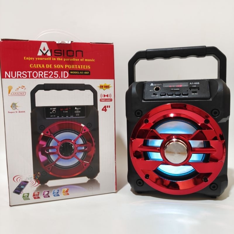 Jual Speaker Bluetooth Karaoke VISION A1008 4" Inch Bonus Microphone