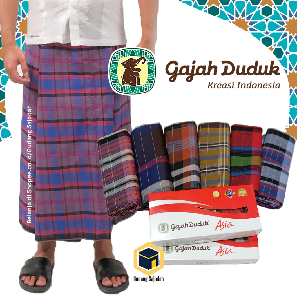 Sarung GAJAH DUDUK ASIA Duplex / Sarung Tenun Pria Uk Dewasa
