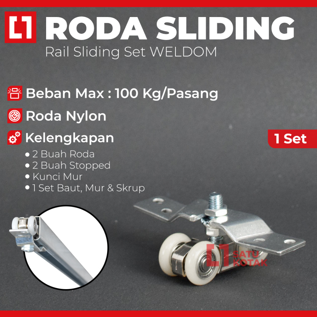 Jual WELDOM Roda Husky Rail Pintu Geser Gantung Sliding Track 1 Set ...