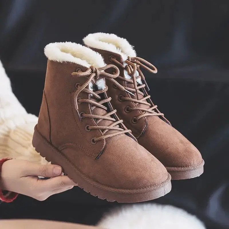 Jual Sepatu Boots Wanita Winter musim dingin inner fur antislip