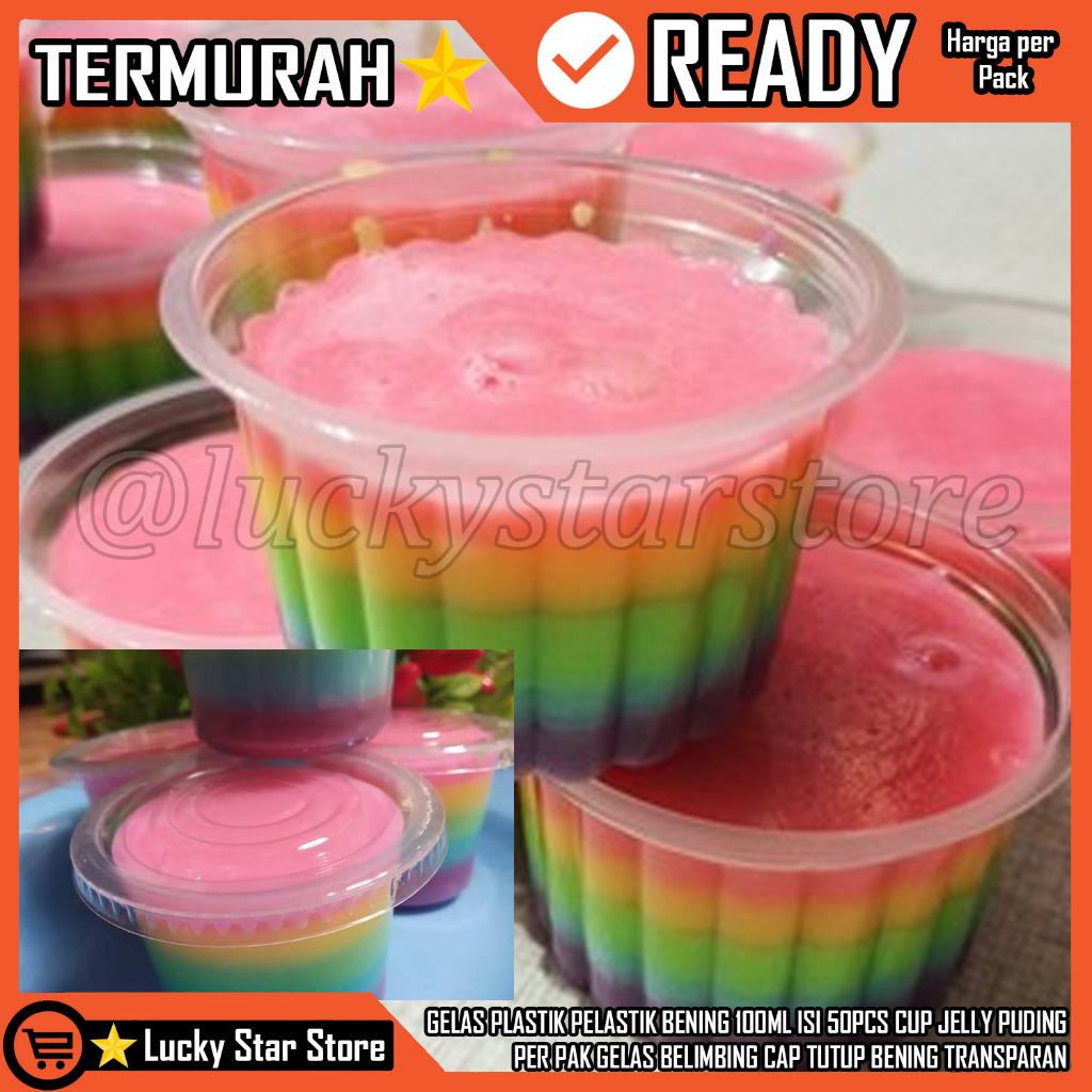 Jual Cup Puding 100ml Isi 50 Gelas Belimbing Plastik Mika Ulir Isi 50 ...