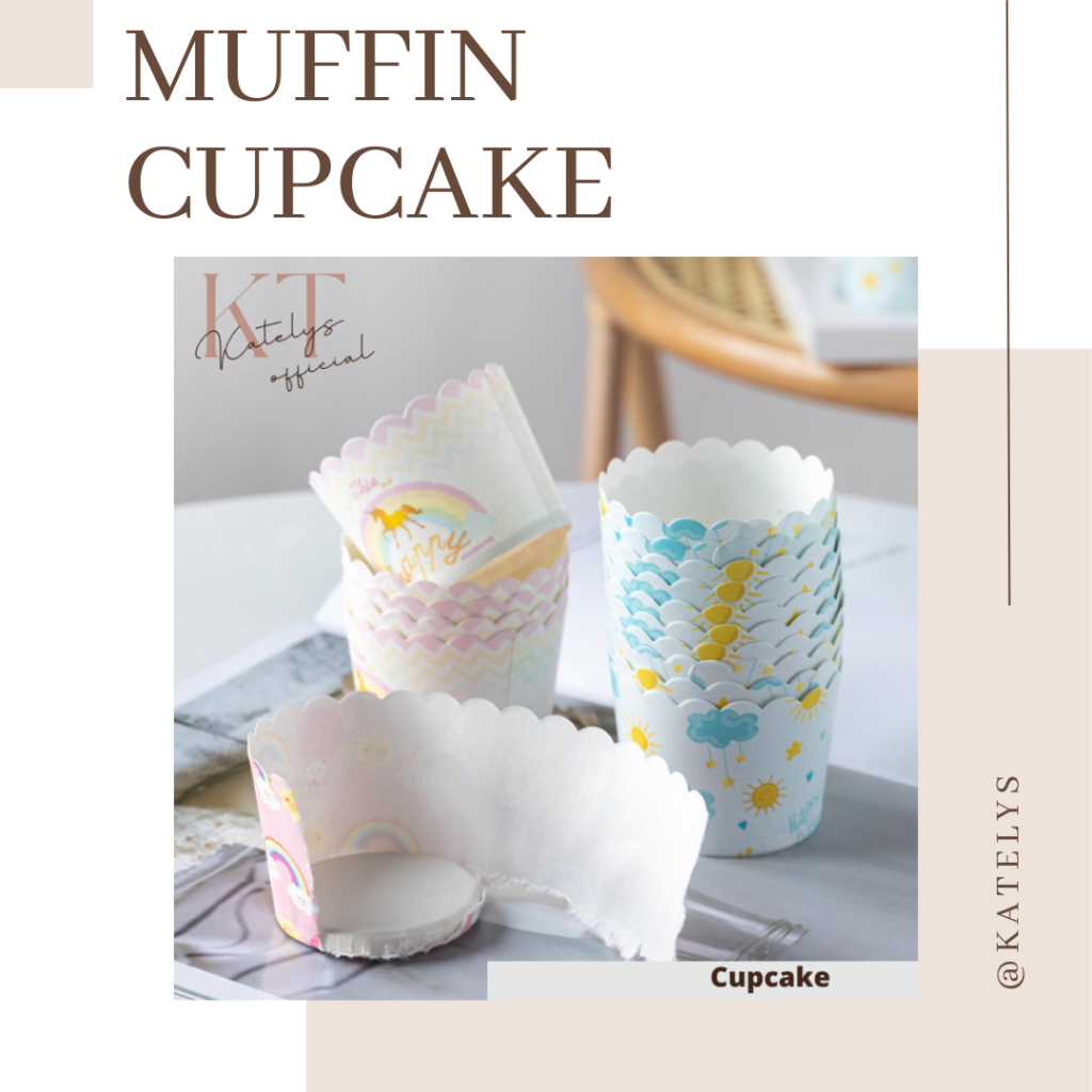 Jual Tempat Baking Kue Muffin Cup Cake Bermotif Isi 50 pcs | Muffin ...