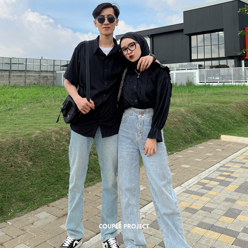 Jual Couple Project - Comfy Couple Set Baju Pasangan Black Kemeja Dan ...