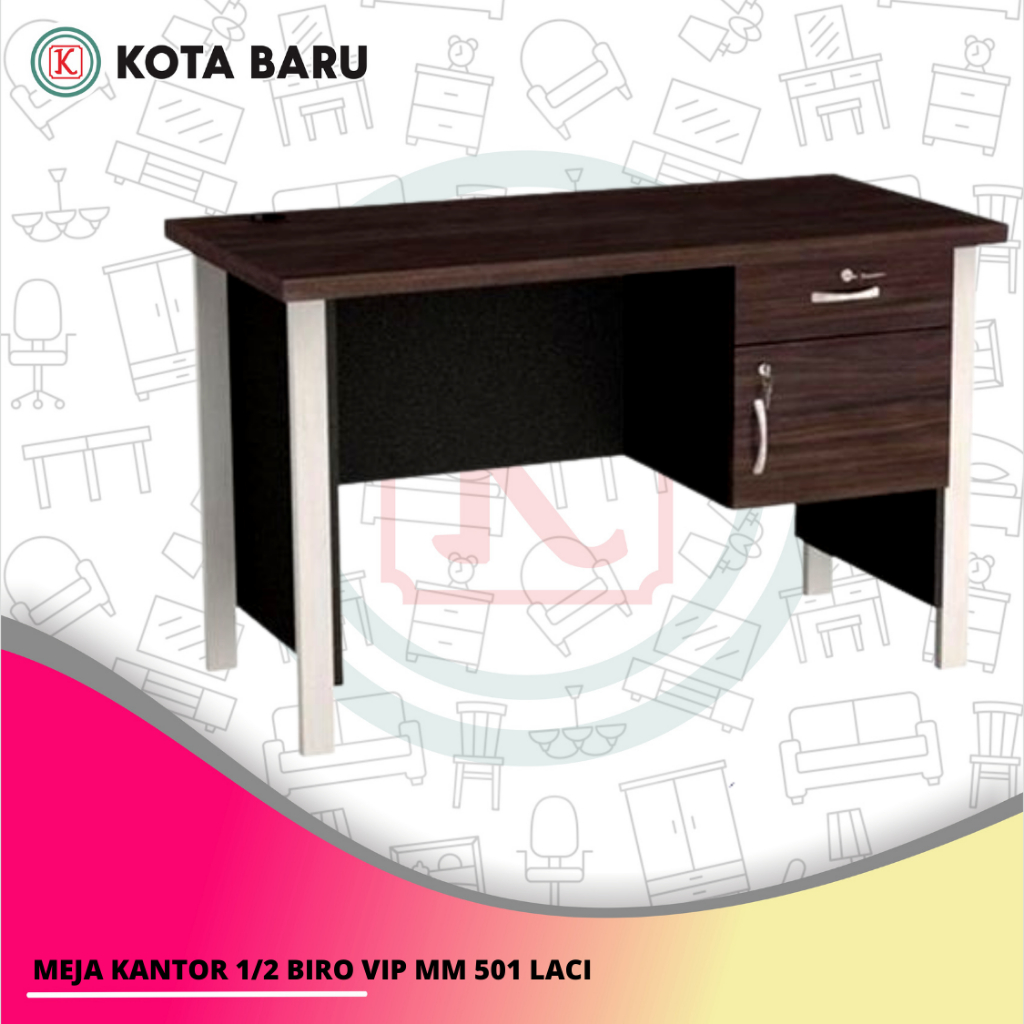 Jual MEJA KANTOR 1/2 BIRO VIP MM 501 LACI | Shopee Indonesia