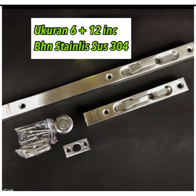 Jual Grendel Tanam Flush Bolt 6” + 12” Inch + dust proof penutup ...