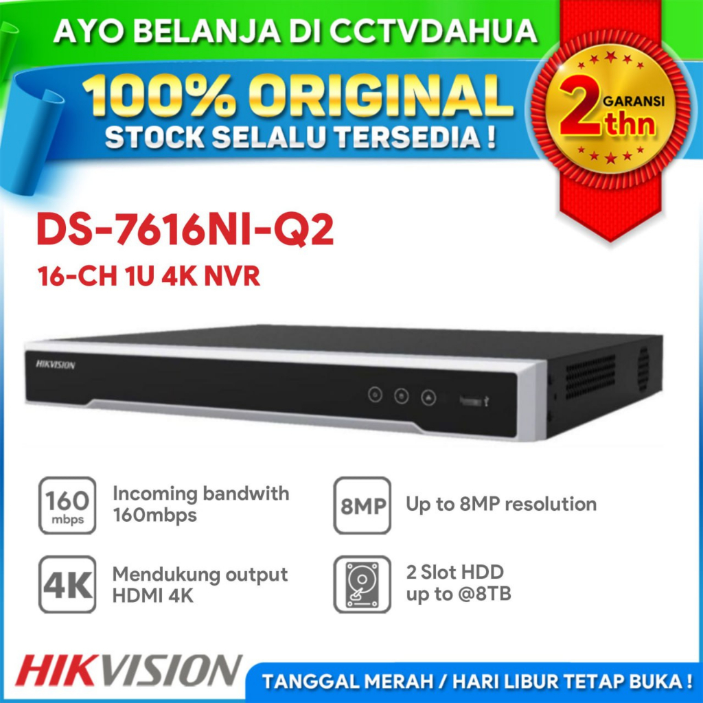 Jual HIKVISION DS-7616NI-Q2 Hikvision 16 Channel 1U 4K Resolution NVR ...