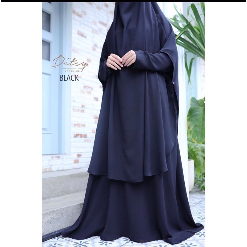 Jual New Disty Moeslem Waafa Abaya hitam mazen size jumbo (XXL ...