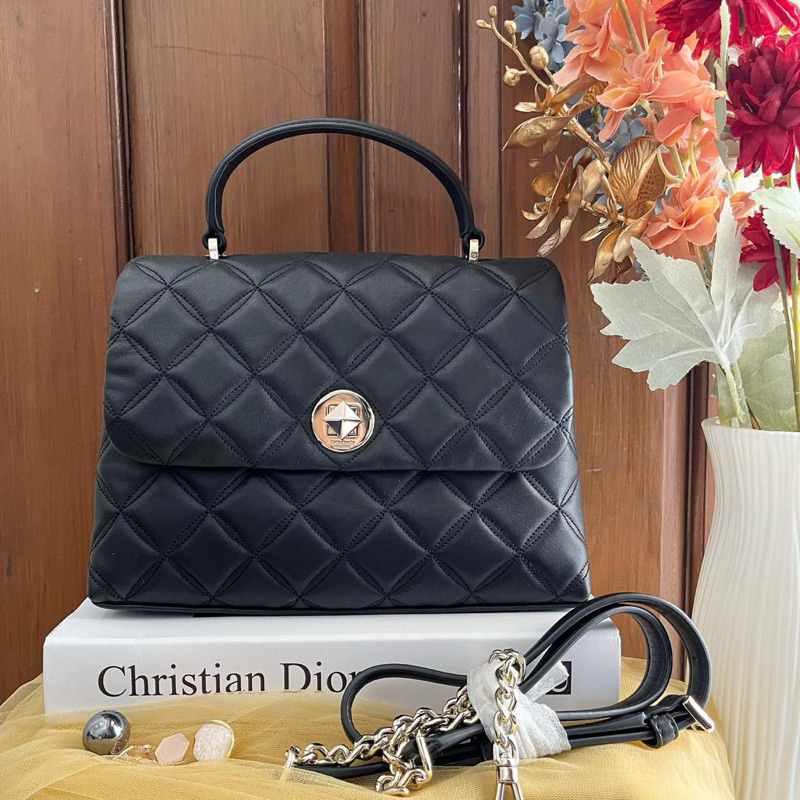 Jual Kate Spade Natalia Top Handle Satchel Black Shopee Indonesia