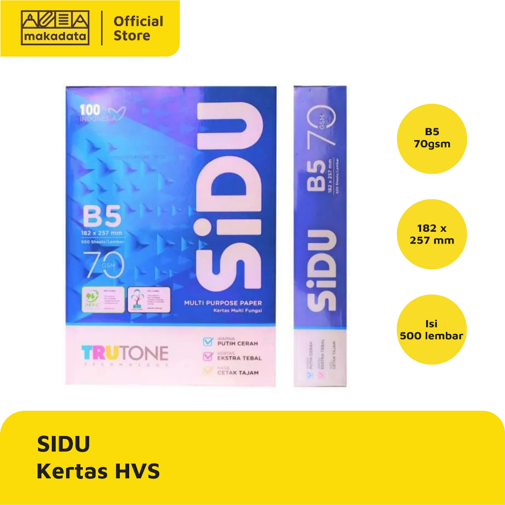 Jual KERTAS HVS | PRINT | FOTOCOPY SIDU B5 70 GRAM (1 RIM) MURAH ...