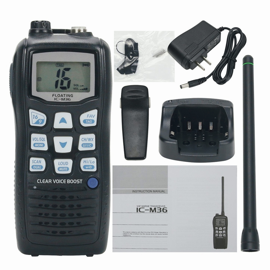 HT ICOM IC-M36 VHF Kelautan Walkie Talkie Jarak Jauh 15KM handy talky jarak jauh 6 Watt tahan air IPX7
